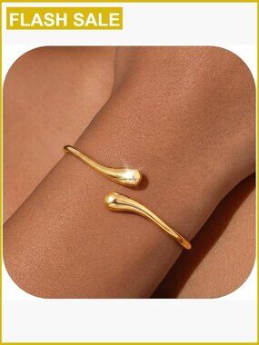 14K Gold Plated Chunky Twist Cuff Bracelet Hypoallergenic Bangle